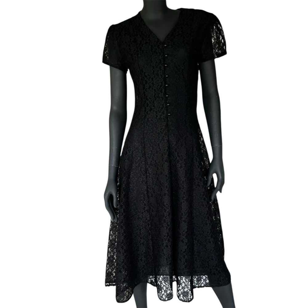 Vintage Lace Fit & Flare Dress Button-Down Dark Romantic Goth Witchcore Corset - Picture 2 of 12